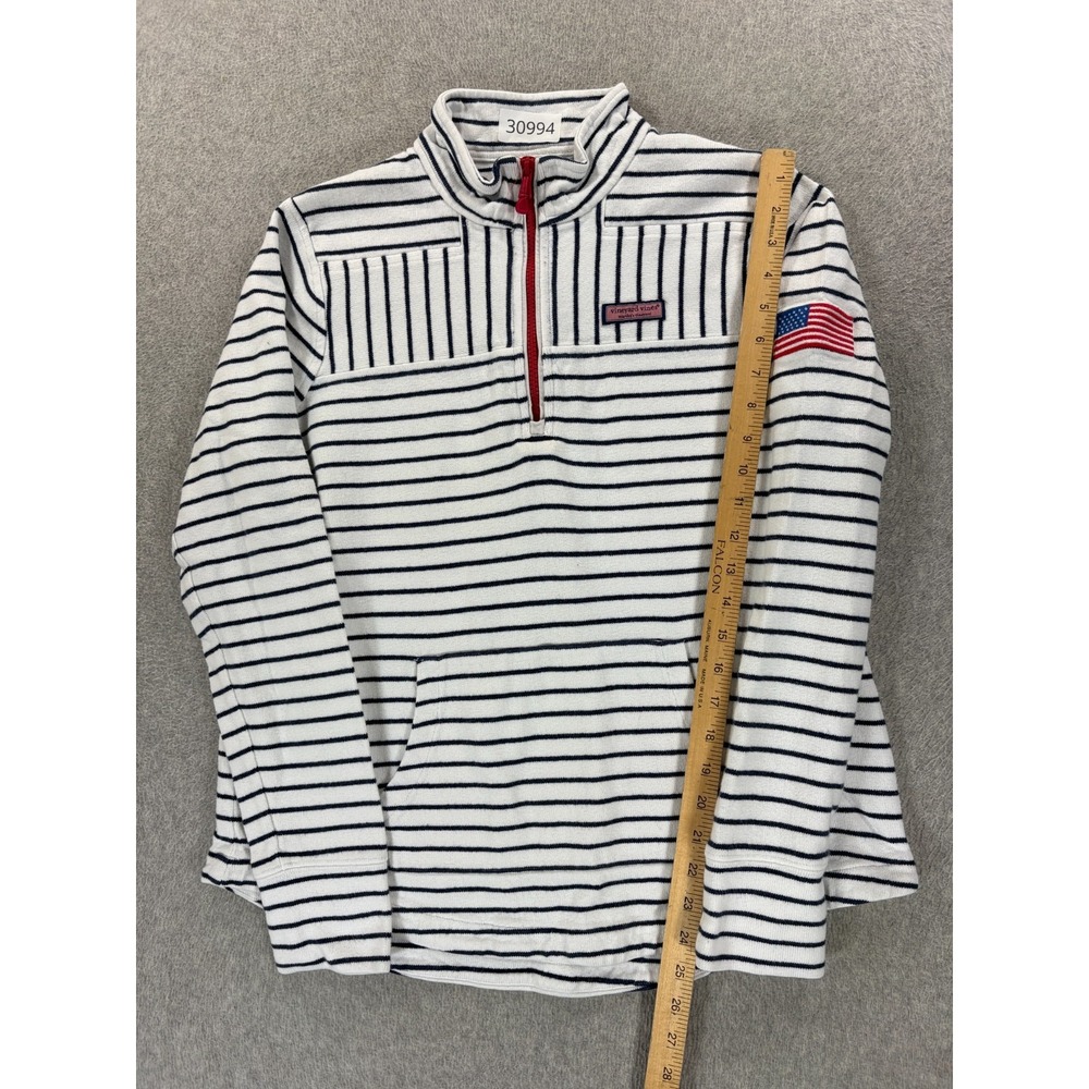 Vineyard Vines Stitched Logo Striped 1/4 Zip USA Flag Pullover (Women's Medium) - Picture 6 of 13